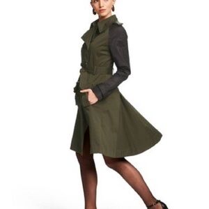 Altuzarra Olive/Black Long Belted Trench Coat Sz XS